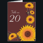 Sunflowers Wedding Party Table Number Card<br><div class="desc">Sunflowers designed table numbering card. Elegant,  fully customisable to use for weddings,  parties,  bridal shower,  engagement and any other special occasions. 
 Click "Customise It" button to change text's colours or fonts.
 Original design by Ruxique. 

Look for matching items from this collection.</div>