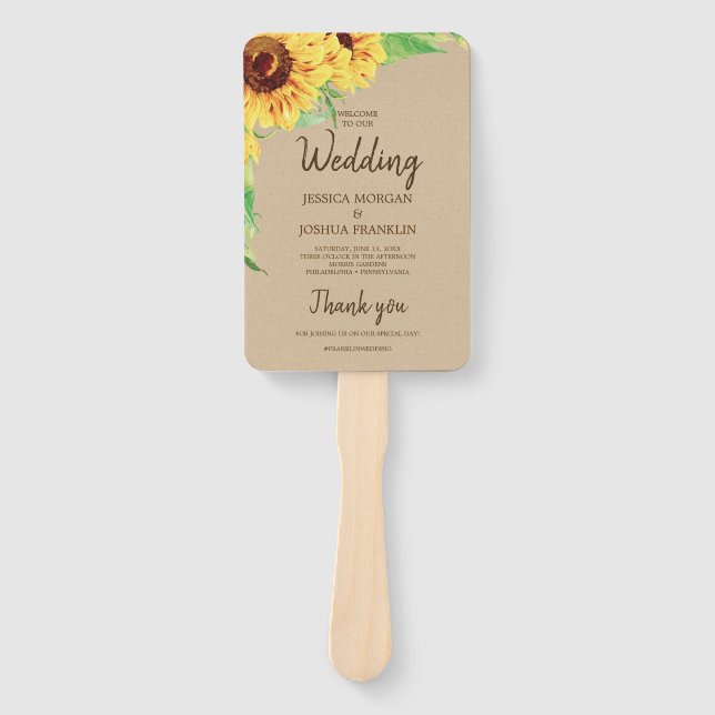 Sunflowers Wedding Program Fan (Front)