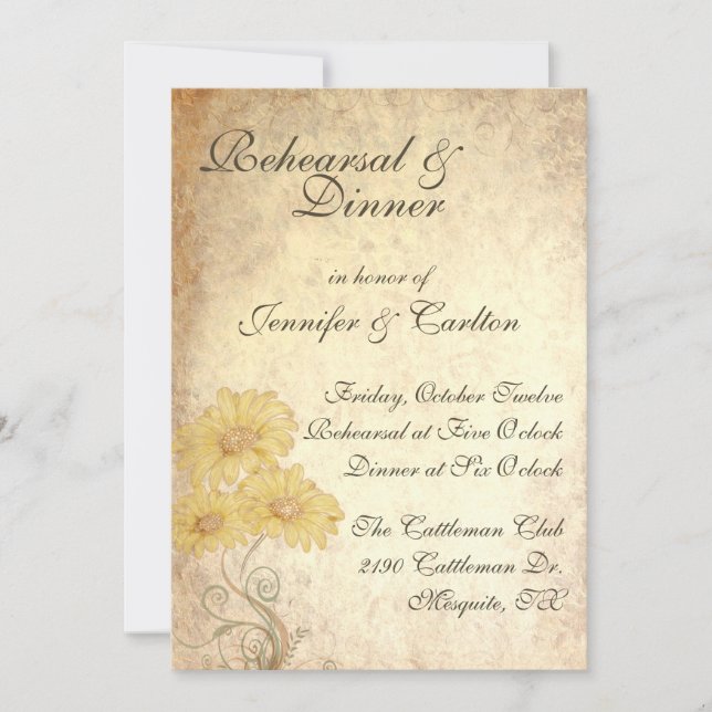Sunflowers Wedding Rehearsal Dinner Invitation (Front)
