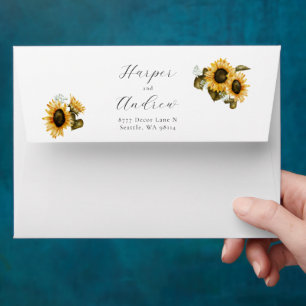 Sunflowers Wedding Return Address Envelope