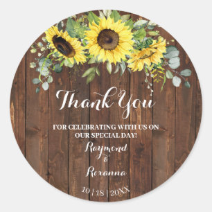 Sunflowers Wedding Thank You for Coming Favour Classic Round Sticker