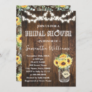 Sunflowers Western Bridal Shower Wedding Shower Invitation