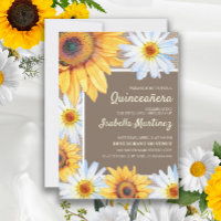 Sunflowers White Daisies Burlap Quinceañera 15th