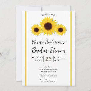 Sunflowers White Simple Rustic Invitations