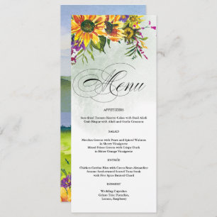 Sunflowers Wild Meadow Wedding Menu Cards