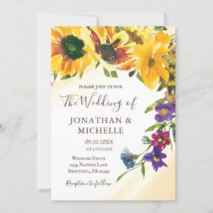 Sunflowers Wildflowers Floral Christian Wedding Invitation