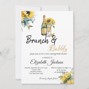 Sunflowers Wine Brunch & Bubbly Bridal Shower  Invitation