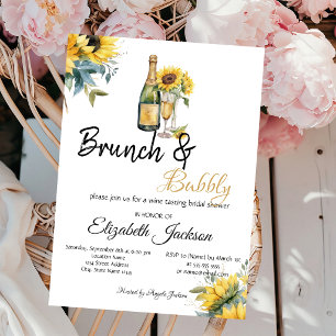 Sunflowers Wine Brunch & Bubbly Bridal Shower Invitation