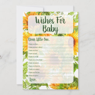 Sunflowers Wishes For Baby Shower Game Yellow Invitation