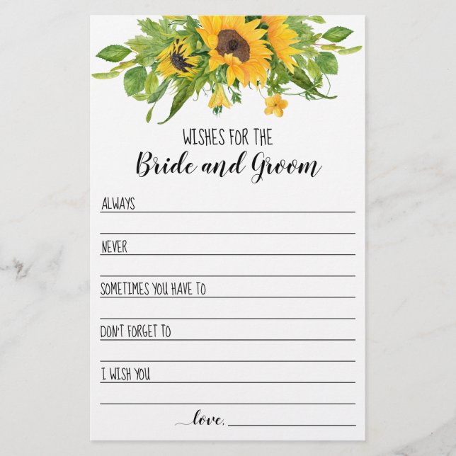 Sunflowers Wishes for the Couple Card (Front)