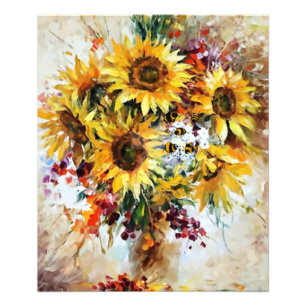 sunflowers with bees      photo print