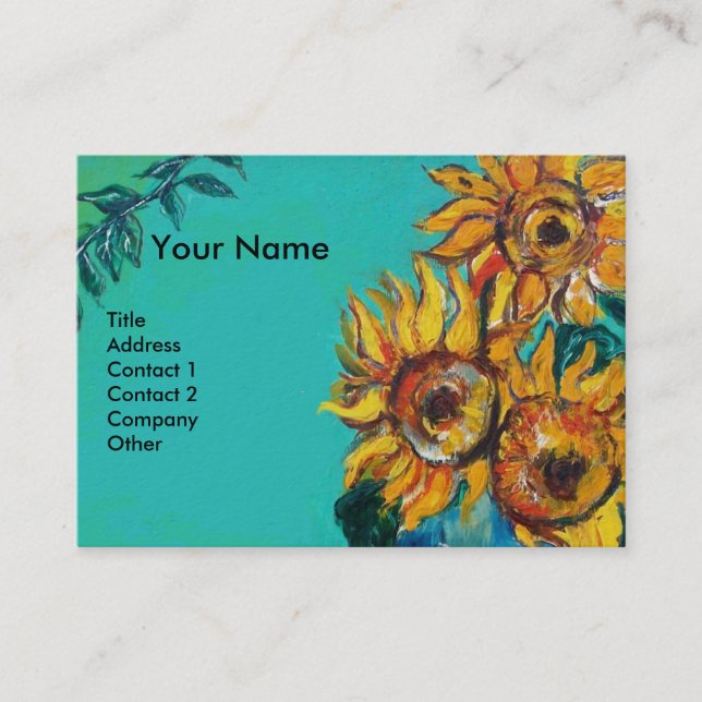 SUNFLOWERS WITH CAT BUSINESS CARD (Front)