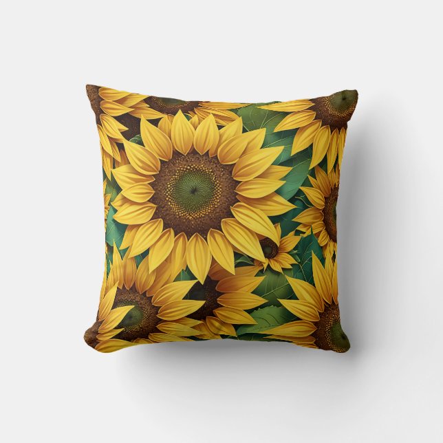 Sunflowers with leaves  cushion (Front)