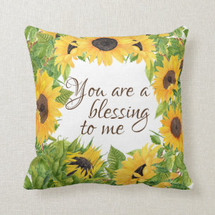 Sunflowers with You are a Blessing Quote Cushion