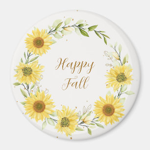 Sunflowers wreath with customisable text  magnet