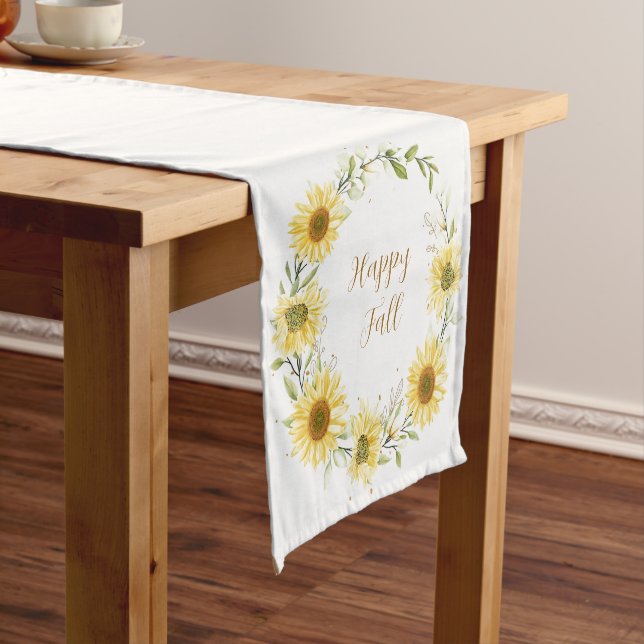 Sunflowers wreath with customisable text  short table runner (In Situ)