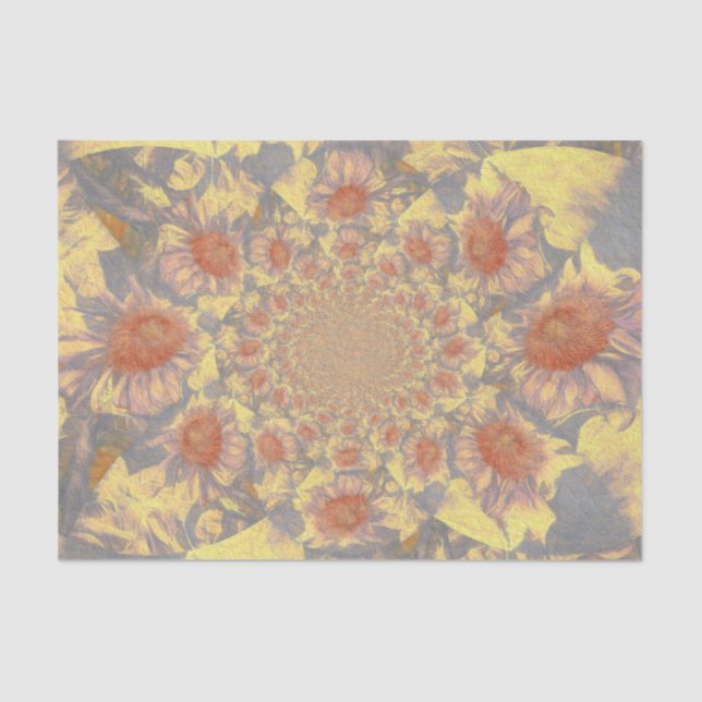 Sunflowers Yellow Abstract Art Design Decoupage Tissue Paper (Front)