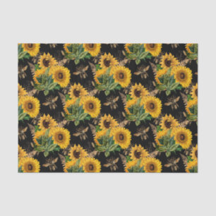 Sunflowers Yellow Black Bees Bouquet Tissue Paper