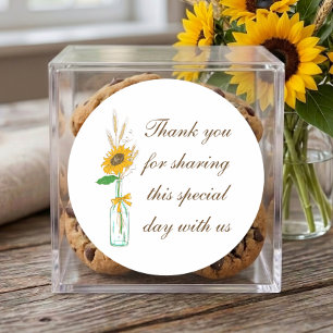 Sunflowers Yellow Floral Country Wedding Thank You Classic Round Sticker