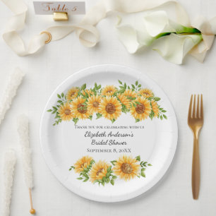 Sunflowers Yellow Floral Rustic Bridal Shower Paper Plate