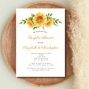 Sunflowers Yellow Floral Wedding Couples Shower Invitation