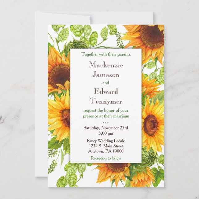 Sunflowers Yellow Floral Wedding Invitation (Front)