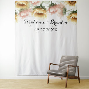 Sunflowers Yellow Floral Wedding Photo Booth Tapestry