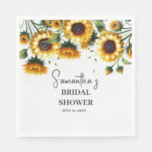 Sunflowers Yellow Flowers Rustic Bridal Shower Napkin