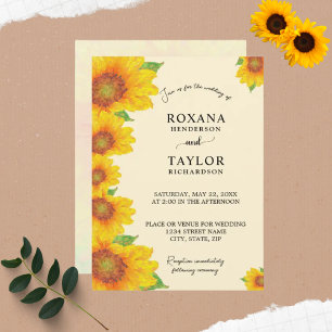 Sunflowers Yellow Painterly Floral Wedding Invitation