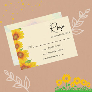 Sunflowers Yellow Painterly Floral Wedding RSVP Card