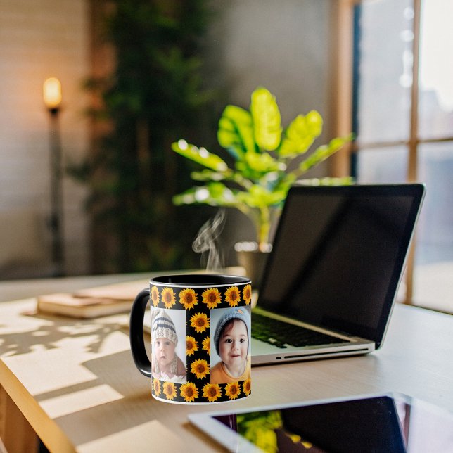 Sunflowers yellow photo children black mug (Creator Uploaded)