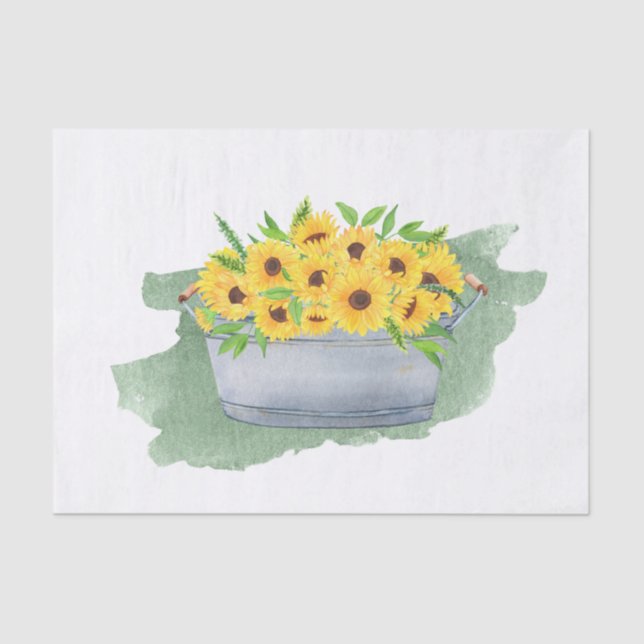 Sunflowers Yellow Washbasin Bouquet Tissue Paper (Front)