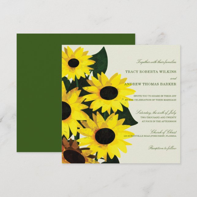 Sunflowers Yellow Wedding Invitations (Front/Back)