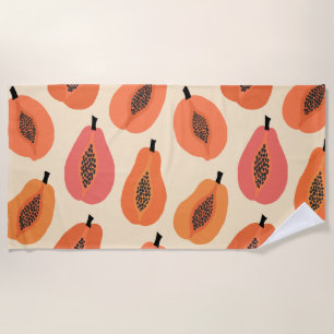 Sunfruit Slice Papaya Orange Hues Beach Towel