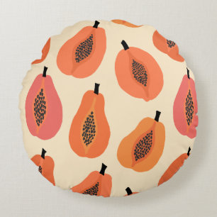 Sunfruit Slice Papaya Orange Hues Round Cushion