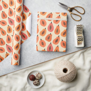Sunfruit Slice Papaya Orange Hues Wrapping Paper