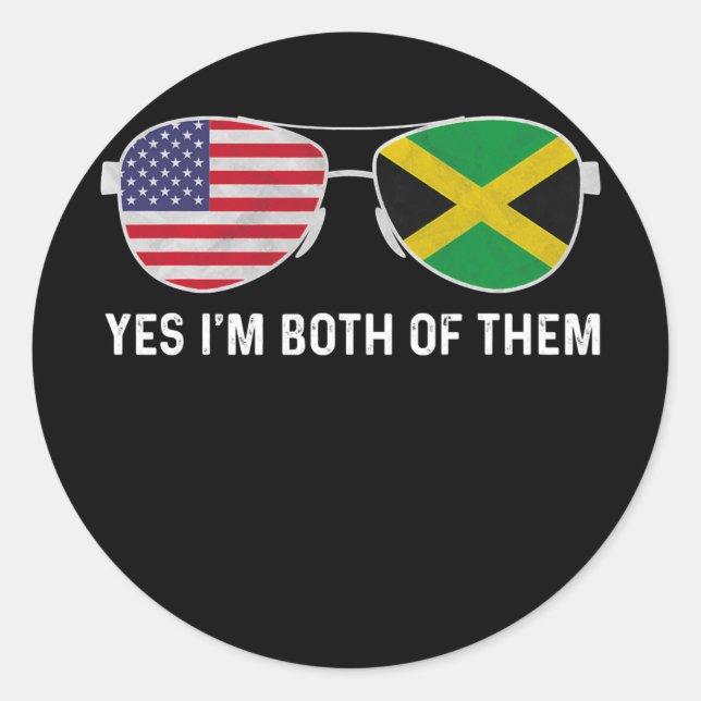 Sunglass Design Jamaican American Flag Patriotic Classic Round Sticker (Front)