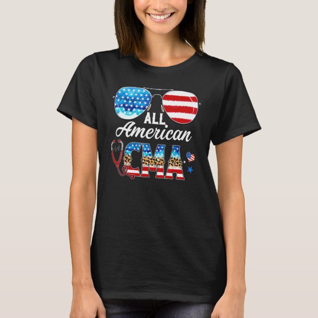 Sunglasses All American Cma Nurse 4th Of July Leop T-Shirt (Front)