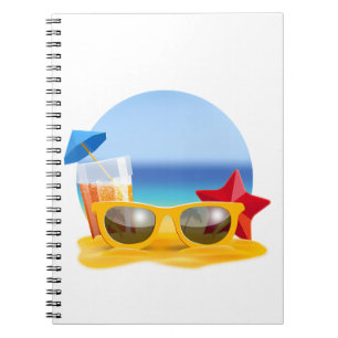 Sunglasses and Beach Scene for Summer Notebook