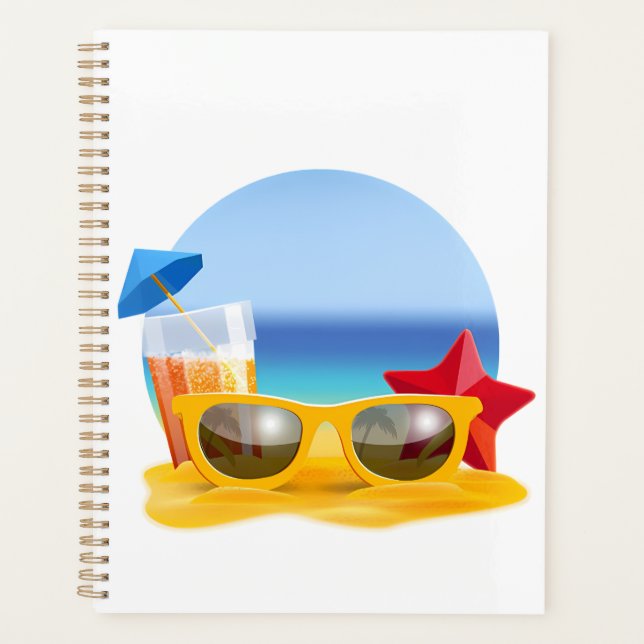 Sunglasses and Beach Scene for Summer Planner (Front)