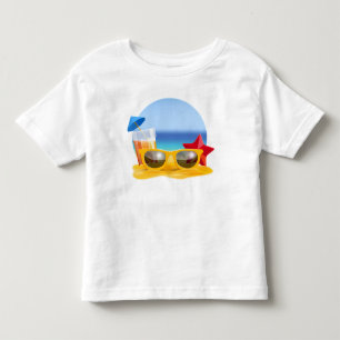Sunglasses and Beach Scene for Summer Toddler T-Shirt