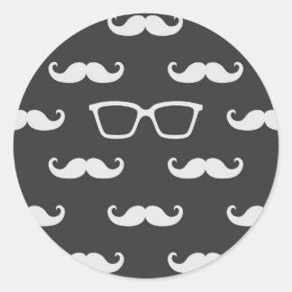 Sunglasses and Moustache Classic Round Sticker