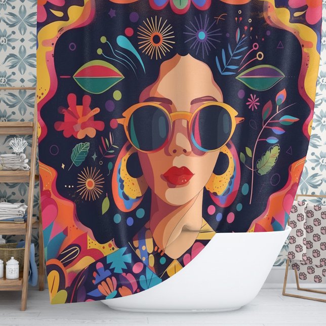 Sunglasses and Sass Shower Curtain (Embrace your unique style and celebrate diversity with this amazing design.)