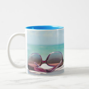 Sunglasses At Beach Two-Tone Coffee Mug