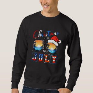 Sunglasses Christmas In July Hawaiian Santa Summer Sweatshirt