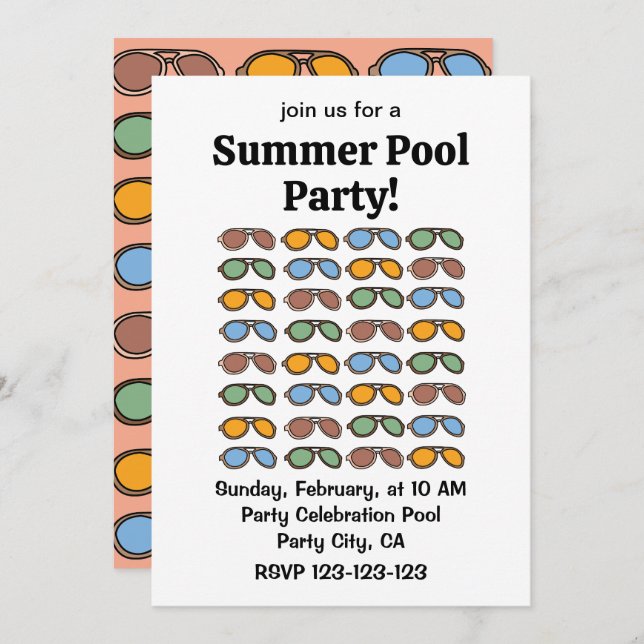 Sunglasses Colourful Summer Sunglasses  Invitation (Front/Back)