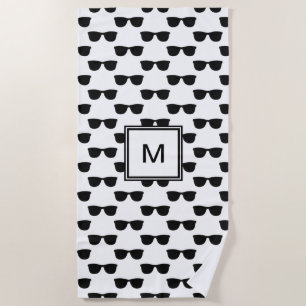 Sunglasses Cool Black & White Shades Monogrammed Beach Towel