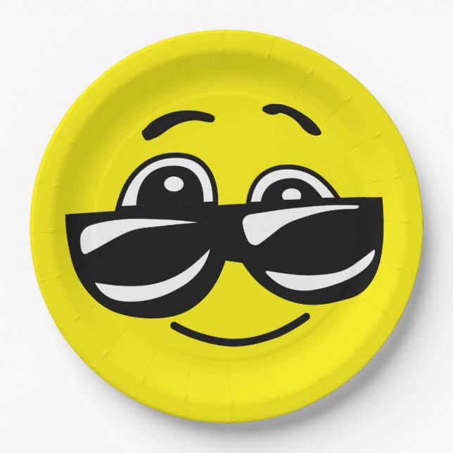 Sunglasses Cool Face Funny Emoticon Party Paper Plate (Front)