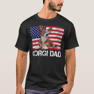 Sunglasses Corgi Dad Flag American Usa Dog T-Shirt