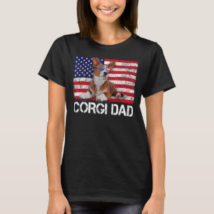Sunglasses Corgi Dad Flag American Usa Dog T-Shirt